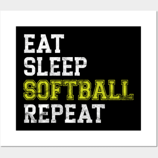 Eat Sleep Softball Repeat' Sport Softball Posters and Art